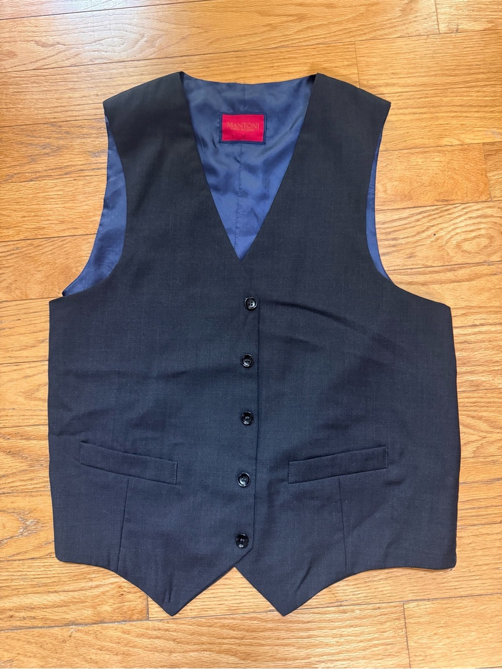 Mantoni Mens Waistcoat  Vest Wool Navy Sz 42 Event Business Executive Office